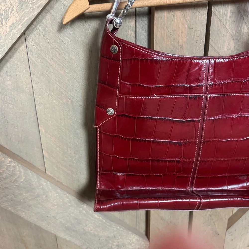 Brighton red croc embossed handbag - Picture 6 of 15